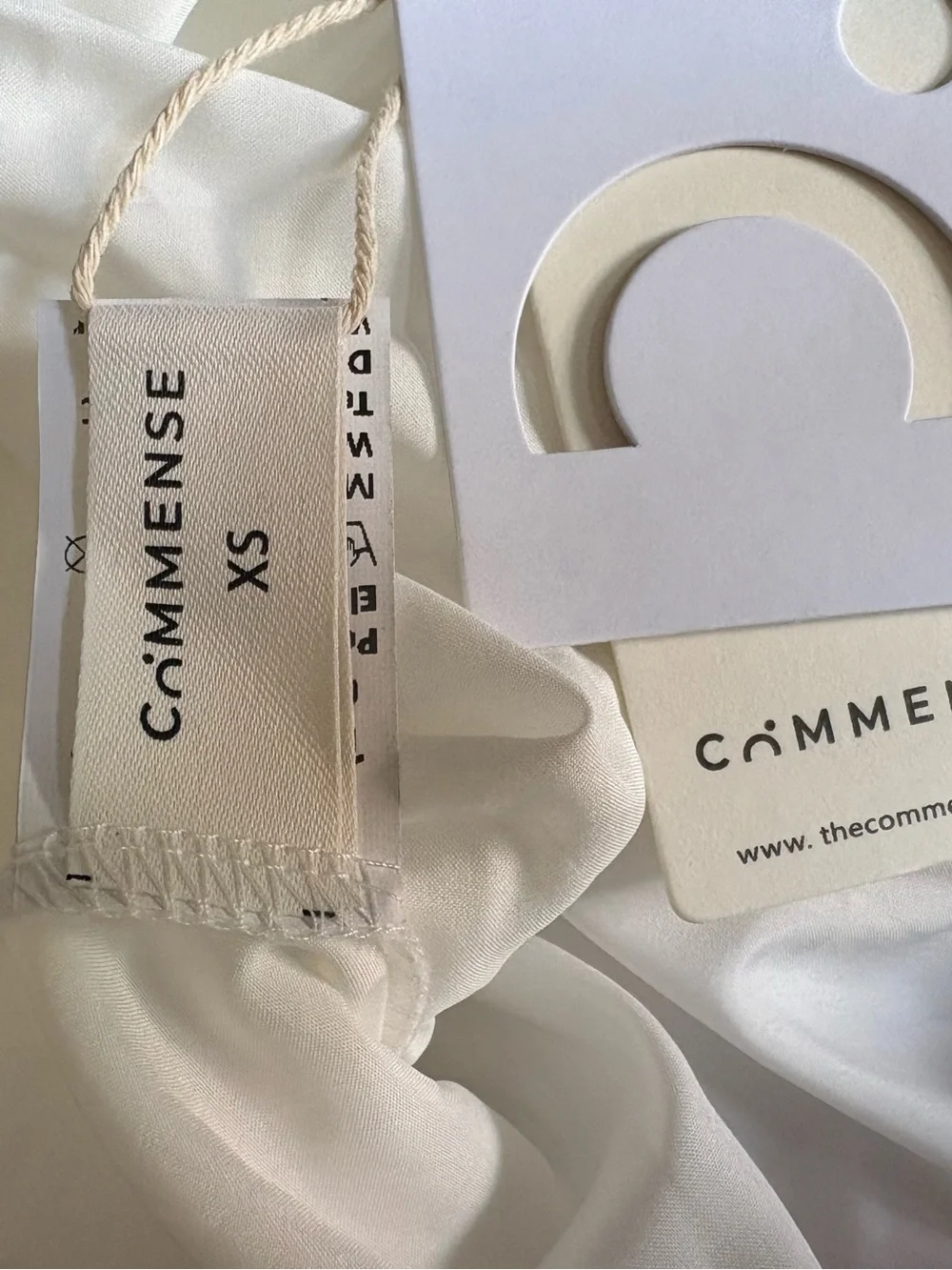 Commense White Textured V-Neck Mini Dress